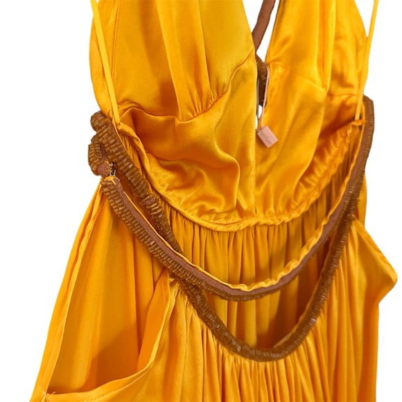 NWT Cult Gaia Salee Strappy Hand Beaded Silk Gown Marigold Size 4 - Picture 12 of 15